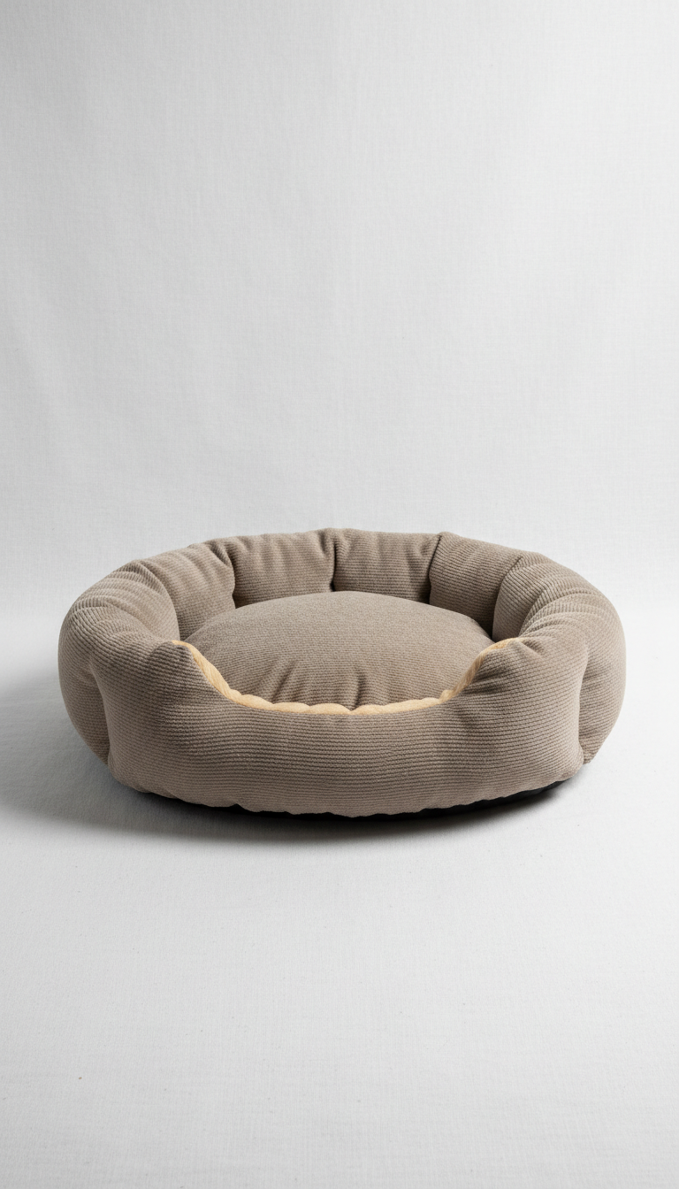 Plush Taupe Cat Bed