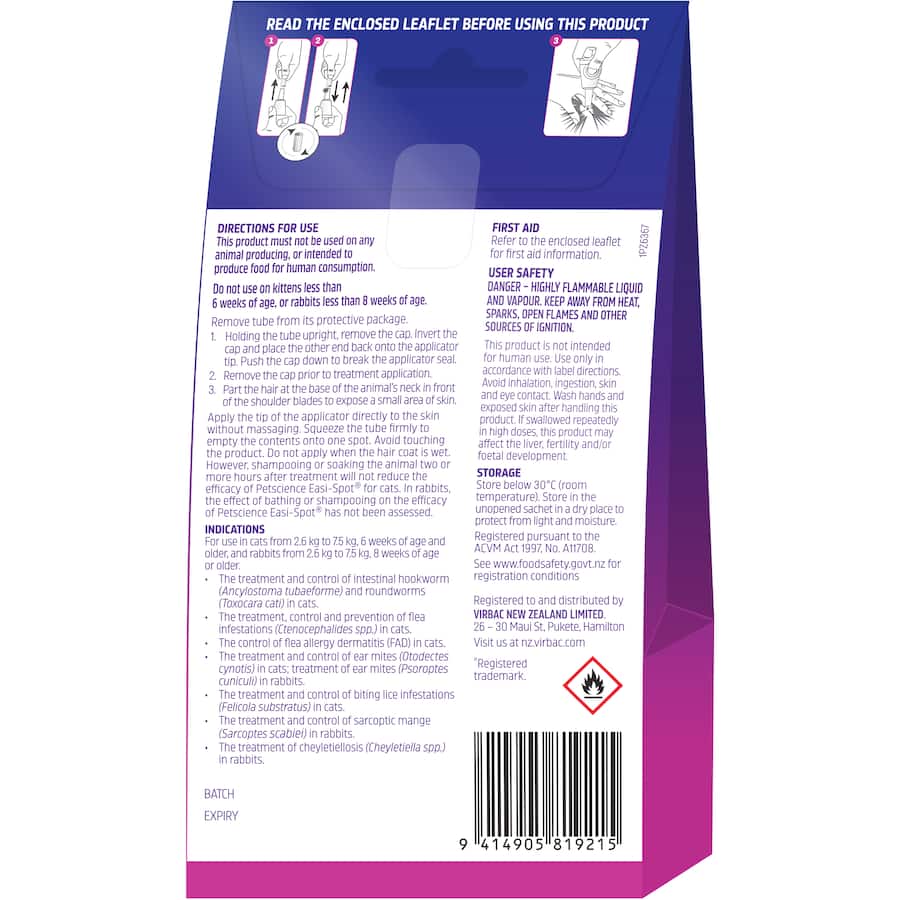 Easi-Spot For Cats 2.6kg to 7.5kg Packet Of 2