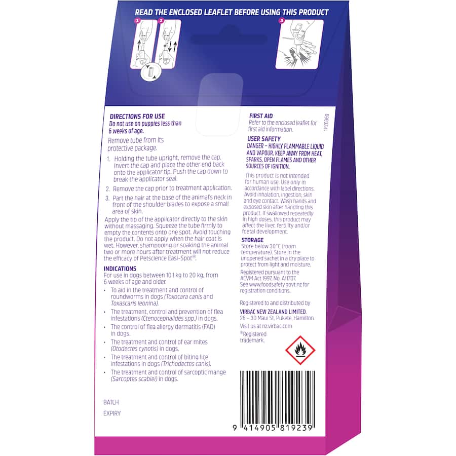 Easi-Spot For Medium Dog 10.1kg to 20kg Packet Of 2