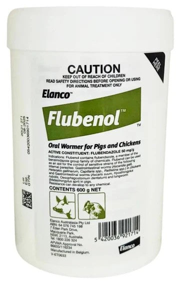 Flubenol 5% Poultry & Pig Wormer 600g Tub